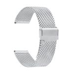 Örgü Saat Kayışı Paslanmaz Çelik Bilezik Katlanır Tokalı Kemer Hızlı Çıkarma Evrensel Yedek(Silver,24mm)