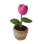 Örgü Tekli Pembe Lale Amigurumi Organik Oyuncak