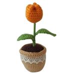 Örgü Tekli Turuncu Lale Amigurumi Organik Oyuncak