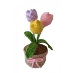 Örgü Üçlü Renkli Laleler Amigurumi Organik Oyuncak