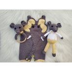Örgü Yeni Doğan Erkek Bebek Takımı Amigurumi Organik Oyuncak
