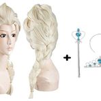 Örgülü Karlar Ülkesi Tacı Ve Sopası Çocuk Boy Frozen Elsa Peruğu