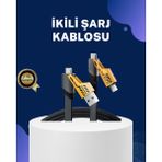 Örgülü Tasarım 4’Ü 1 Arada Usbc Lightning Hızlı Şarj Kablosu