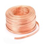 Örgülü Topraklama Şeridi, Düz Örgülü Kalaylı Bakır Tel Topraklama Kayışı 2 Adet 3.2-4.8mm X 26-28mm X 1m(4.8mmX28mm)
