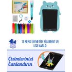 ORH MARKET 3D Kalem USB Kablolu MAVİ Üç Boyutlu Yazıcı Kalem ve MAVİ Panda Grafik Tablet Set - 59 Metre Filament