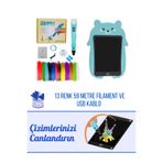 ORH Market 3D Pen 3D Kalem Üç Boyutlu Yazıcı Kalem Printer Ve Mavi Panda Grafik Tablet Set USB KABLOLU - MAVİ