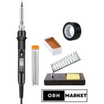 ORH MARKET 80W LCD Lehimleme Seti – Dijital Havya, Metal Stand, Lehim Pastası ve Elektrik Bandı - 1 Adet