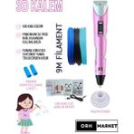ORH MARKET ORH MARKET 3D Kalem USB Kablolu Üç Boyutlu Yazıcı Kalem Printer-Pembe (3 Adet 3m Filament -9metre-)
