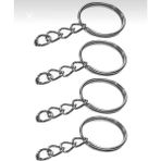 Orhan Çanta 150 Adet Gümüş Tel Zincirli Anahtarlık Halkası - 25 mm Nikel Metal Anahtarlık Klipsi ve Halkası (Ekonomik Paket)