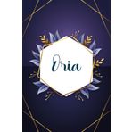 Oria: Taccuino personalizzato con il nome Oria | Regalo di compleanno per moglie, mamma, sorella, figlia ... | Foglie blu | 110 pagine a righe, Piccolo formato 6x9 pollici (15,24 x 22,86 cm)