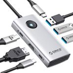 ORICO Docking Station, 6'sı 1 arada USB 3.0 Hub HDMI 4K+PD100W+3 USBA 3.0+USBC 3.0, USB C Laptop Dock Multiport Adaptörü, MacBook/Dell/HP/Surface/Lenovo için