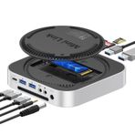 ORICO MiniLink USB Hub Uyumluluğu, Mac mini M4 ile, NVME/SATA M.2, USB A 10 Gbps, 3.0 SD/TF Kart Okuyucular, 3,5 mm Ses Jakı için SSD Muhafazalı 9'u 1 Arada Alüminyum Dock