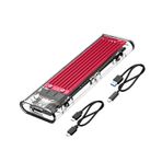 Orico Type-C NVMe M.2 Gen2 10Gbps SSD HDD Şeffaf Harddisk Kutusu, Kırmızı, TCM2-C3-RD