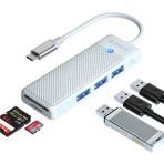 Orico Type-C To 3.0 Kart Okuyucu 3 Portlu USB 3.0 Beyaz Çoklayıcı Adaptör