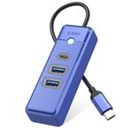 ORICO USB C Hub, 3 Port USB Dağıtıcı, 2 USB A ve 1 Tip C ile Dizüstü Bilgisayar, Cep Telefonu, Tablet için, 0,15 m Kablolu, Mac OS 10.X ve üstü, Linux, Android, Mavi ile Uyumlu