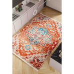 Oriente Home Klasik Desen Kırmızı Şönil Makine Halısı Kaymaz Taban Yıkanabilir Mutfak Halısı 7465