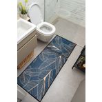 Oriente Home Petek Desenli Lacivert Somon Kaymaz Taban Yıkanabilir Kadife 2'li Banyo Paspası 8701