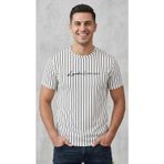 Original Erkek Dikey Çizgili Rahat Kesim Bisiklet Yaka T-Shirt