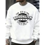Orijinal Brooklyn Giyim Şirketi Tasarım Erkekler Kazak Sonbahar Hip Hop Kazaklar Yumuşak Tişö - Beyaz - 3XL