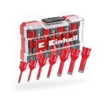 Orijinal Einhell M-CASE 7 parça fayans delme ucu seti (kuru kesim için M14 bağlantılı, 7 mm elmas kaplamalı, uzun kullanım ömrü, küçük çaplar için soğutma özelliği, saklama kutusu dahil) - 49500400