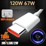 Orijinal Hızlı Şarj Kablosu 6A 67 -120 Watt Xiaomi Redmi Samsung Oppo Iphone Uyumlu - Beyaz