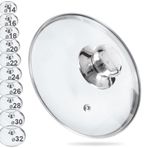 orion group Tencere ve tava için paslanmaz çelik halkalı cam kapak | Ø (16 cm) 14, 16, 18, 20, 22, 24, 26, 28, 30, 32 cm | 200 °C ısıya dayanıklı cam | tava kapağı, tencere kapağı, evrensel kapak