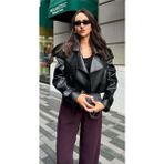 Orions Collection Kadın Siyah Vatkalı Içi Astarlı Deri Ceket - M
