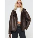Orions Collection Yeni Sezon Oversize Kadın Kahve Düğmeli Süet Ceket Cepli, Trend Günlük Model - XL - Kahverengi