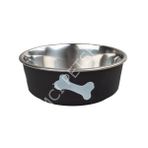 Oripet Pati Desenli Köpek Mama ve Su Kabı 17cm 830ml Siyah