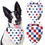 Oritasy Damalı 4 Temmuz Köpek Bandanaları, 2'li Paket Üçgen Ters Çevrilebilir Evcil Hayvan Eşarpları, Birinci Sınıf Kumaş, Tüm Köpekler için ABD Bayrağı Bandana (Large, Stil 25-1)
