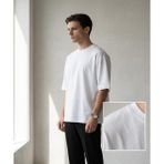 Orivra Erkek Oversize %100 Pamuk Geniş Kesim Bisiklet Yaka Beyaz Tişört - XL