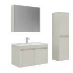 Orka Arno 85 Cm Parlak Kaşmir Kapaklı Banyo Dolabı Takımı Ve Boy Dolabı