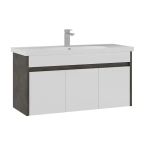 Orka Aydos 100 Cm Retro Gümüş/Beyaz Banyo Dolabı Alt Modül Ve Lavabo