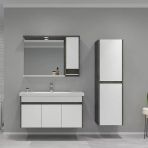 Orka Aydos 100 Cm Retro Gümüş/Beyaz Banyo Dolabı Takımı Ve Boy Dolabı
