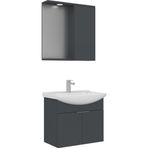 Orka Banyo Dolabı Purus 65 Cm Asma Banyo Dolabı Takımı Antrasit (Spot Aynalı)