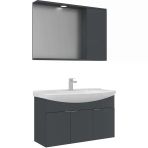 Orka Banyo Dolabı Purus 80 Cm Asma Banyo Dolabı Takımı Antrasit (Spot Aynalı)
