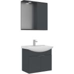 Orka Banyo Purus 65 cm Asma Banyo Dolabı Takımı (Spot Aynalı) - Mat Antrasit
