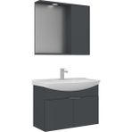 Orka Banyo Purus 80 cm Asma Banyo Dolabı Takımı (Spot Aynalı) - Mat Antrasit