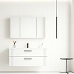 Orka Bari 100 Cm Mat Beyaz Banyo Dolabı Takımı (dolaplı Ayna) Çok Renkli