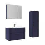 Orka Bari 85 Cm Mat Lacivert Banyo Dolabı Takımı Ve Boy Dolabı
