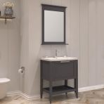 Orka Bastle 65 cm Mat Antrasit Banyo Dolabı Takımı