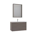 Orka Clay 100 Cm Çift Çekmeceli Banyo Dolabı Takımı Kahverengi