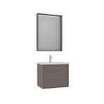 Orka Clay 65 Cm Çift Çekmeceli Banyo Dolabı Takımı Kahverengi
