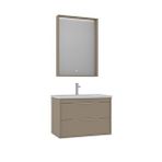 Orka Clay 80 Cm Çift Çekmeceli Banyo Dolabı Takımı Bej