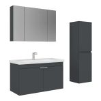 Orka Desna 100 Cm Mat Antrasit Banyo Dolabı Takımı Ve Boy Dolabı