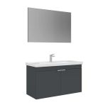 Orka Desna 100 Cm Mat Antrasit Düz Aynalı Banyo Dolabı Takımı