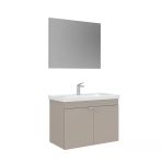 Orka Desna 80 Cm Çöl Beji Düz Aynalı Banyo Dolabı Takımı