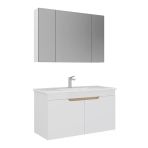 Orka Lena 100 Cm Mat Beyaz Kapaklı Banyo Dolabı Takımı