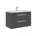 Orka Lena 85 Cm Mat Antrasit Çekmeceli Banyo Dolabı Alt Modül Lavabo