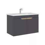 Orka Lena 85 Cm Mat Antrasit Kapaklı Banyo Dolabı Alt Modül Lavabo